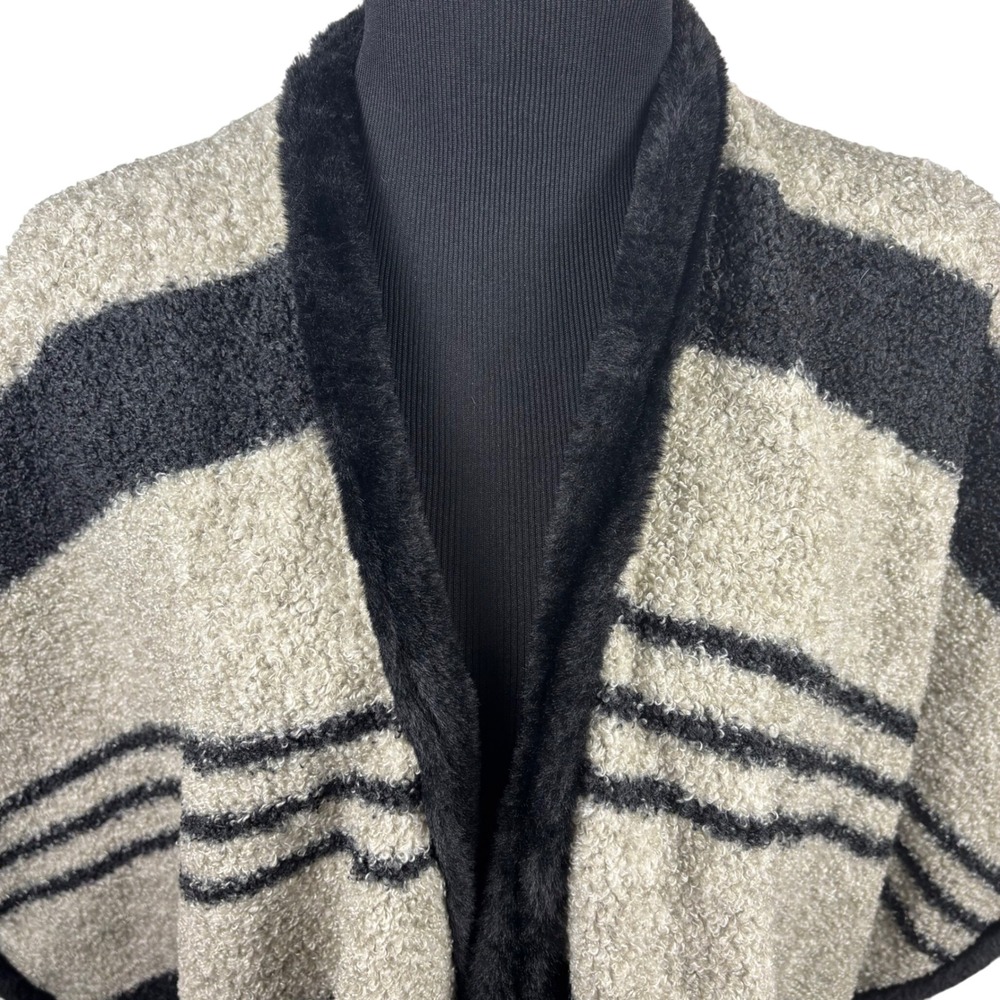 Rachel Roy Cape Poncho OS Luxe Boho Wrap Shawl Neutral Cozy Black Hygge NWT - Picture 3 of 10
